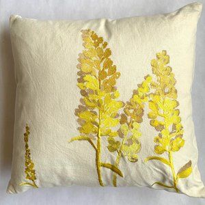 West Elm Yellow Embroidered Pillow (NWOT).